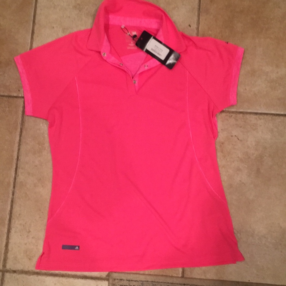 NWT bright pink adidas dry fit shirt!